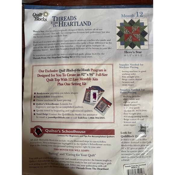 Jo-Ann Fabrics Threads of the Heartland Quilt Blocks Setting Kit Only. Month 12 - Picture 3 of 6